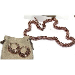 BBJ Rose Gold Copper Byzantine Chainmaille Necklace French Wire Earrings Set New